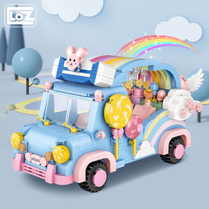LOZ积木俐智彩虹车拼装模型卡通车模汽车玩具 迷你拼搭小颗粒益智