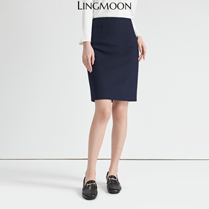 LINGMOON绫月职业裙半身黑色工作裙小个子大码气质修身西装裙套装