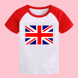 英国国旗纯棉T恤春夏装儿童短袖T恤男童米字旗上衣服女孩England