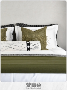 梵廊朵11件套床品现代轻奢绿色套件简约样板房家居软装床上用品新