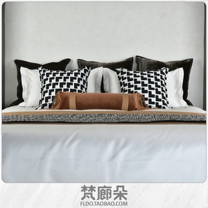 梵廊朵12件套床品现代轻奢橘黑色简约样板房家居软装床上用品