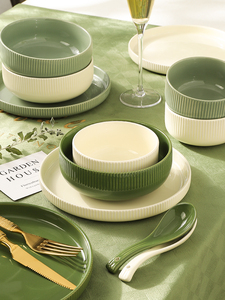 家用碗盘套装陶瓷饭碗餐盘汤碗大号菜盘子好看的餐具北欧风格碗碟