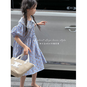 韩国童装女童夏装连衣裙儿童波点裙子2024夏装新款女孩短袖公主裙