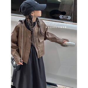 韩国童装女童短外套春秋新款儿童皮衣夹克2024春装新款机车上衣潮