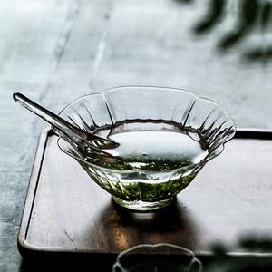 玻璃花瓣碗绿茶泡茶碗日式抹茶碗仿宋点茶盏燕窝碗藕粉甜品沙拉碗