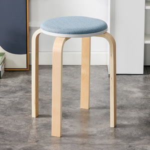 曲木凳子时尚创意客厅小椅子家用高圆凳软面餐桌板凳成人餐椅