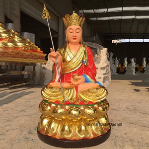地藏王菩萨36寸树脂玻璃钢木雕香樟木1米6佛堂供奉2米4贴金佛像