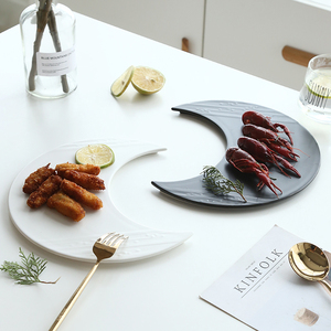 陶瓷盘子 创意黑色寿司盘糕点烘焙点心甜品摆盘 平板托盘西餐餐具