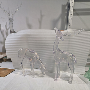透明树脂麋鹿摆件商场大型动物酒店大厅工艺品室内造景落地鹿雕塑