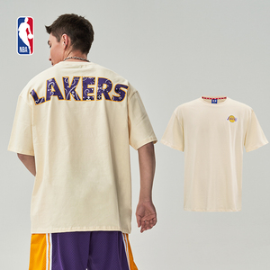 NBA官方湖人队正品2023新款夏日短袖男女款宽松运动T恤腰果花印花