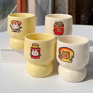 日式咖啡儿童手握陶瓷杯茶杯可爱奶油风伴手礼小杯子小众漱口杯