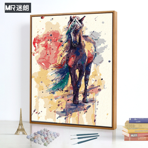 迷朗diy数字油画 客厅欧式抽象动物马手工画画手绘填色油彩装饰画