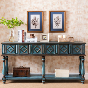 欧式玄关桌实木古典装饰柜法式简约靠墙复古玄关条案长供桌小条几