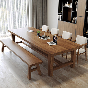客厅全实木大书桌现代简约工作台家用大板阅读桌学习桌长条办公桌