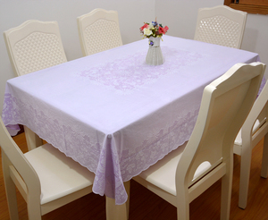 新品家用6人长方形餐桌茶几台布PVC防水防油免洗防烫简约紫色桌布
