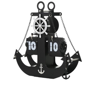 海盗船锚台钟翻页钟创意座钟客厅摆件挂钟欧式机械钟动感翻叶时钟