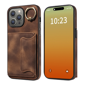 适用iphone15手机壳苹果14proMax手机插卡皮套13指环扣卡包12保护壳左右翻卡包壳