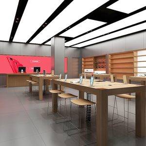苹果手机店体验台展示桌收银台靠墙配件柜维修台烤漆木纹专卖凳子