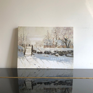莫奈| 喜鹊雪景 文艺复古艺术小众油画北欧家客厅玄关民宿装饰画