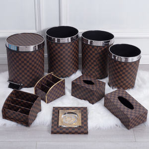 高档垃圾桶欧式 家用 卫生间脚踏创意纸巾盒烟灰缸收纳架套装