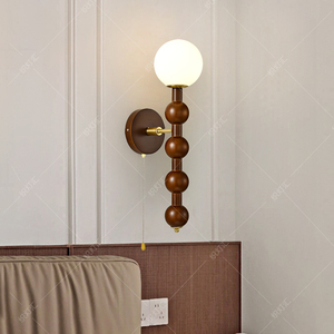 法式中古床头灯实木美式复古卧室壁灯阳台新中式客厅背景墙艺术灯