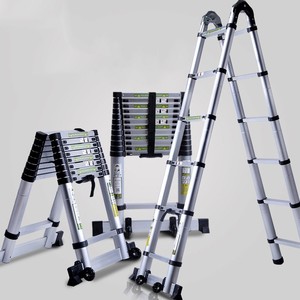 4米伸缩梯伸缩登高防滑爬梯拉直便携人子梯5米加厚安全升降v铝管