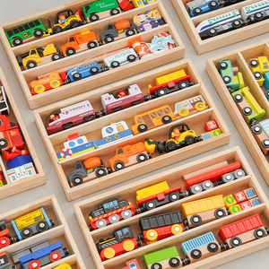 儿童节礼物木制轨道小车配件精美木盒组合多功能场景兼容米兔勒酷