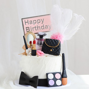 520情人节烘焙蛋糕装饰软陶化妆品系列口红包包镜子仙女生日插件