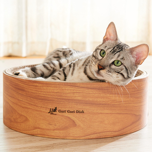 日本Mju可换内芯圆形瓦楞纸猫抓板猫窝床赠木天蓼粉GariGari Dish