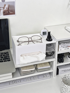 笔筒收纳盒抽屉式办公室学生桌面纸巾盒书房简约多功能笔桶笔架