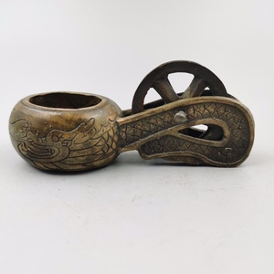 纯铜墨斗 仿古古玩收藏铜器木工龙纹划线器具 装饰工艺品礼品摆件
