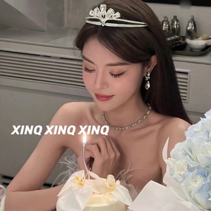 XINQ 生日QUEEN 公主皇冠富贵千金漂亮拍照王冠发箍birthday头箍