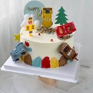 卡通儿童创意赛车过生日主题蛋糕装饰摆件麦昆塑料小汽车摆件图片