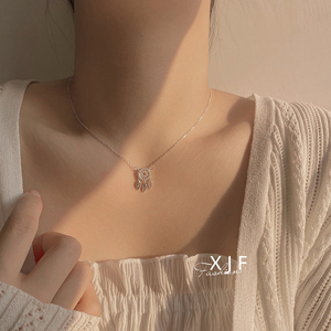 XJF/捕梦网元素项链女纯银轻松小众锁骨链气质简约冷淡风颈链高级