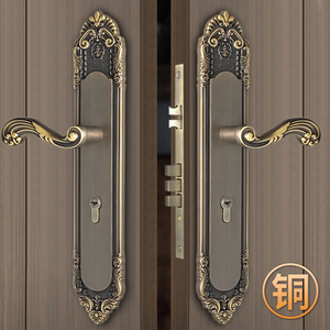 全铜欧式别墅豪华双开门对开门锁仿古大门家用入户实木门锁通用型