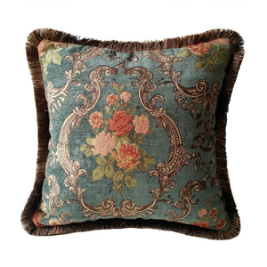 瑞莎制品 美式花卉靠垫套高档别墅沙发抱枕套雪尼尔提花靠包腰枕