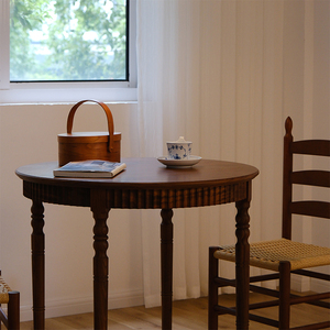 夏克 Home | 复古圆桌咖啡桌甜品店桌椅组合中古餐桌子柚木家具