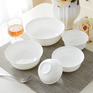 4个中式纯白骨瓷金钟碗面碗米饭碗汤碗餐具组合家用可微波陶瓷碗
