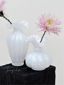 瓷白色芬顿花瓶居家客厅摆件复古轻奢高级感花器鲜花干花可水培