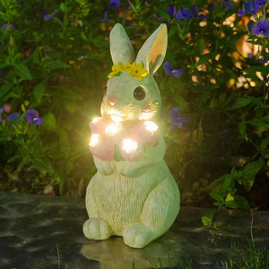 太阳能创意可爱兔子捧花摆件花园庭院阳台装饰草坪灯夜间