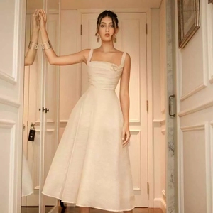 cici越南正品小众品牌新款白色小礼服裙法式吊带裙子女连衣裙高端