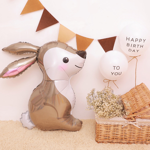 ins风可爱立体小兔子铝膜气球宝宝周岁生日卡通动物场景装饰布置