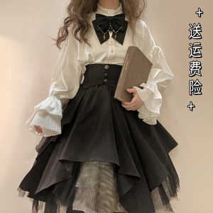 哥特风lolita灯笼袖衬衫束腰洛丽塔sk半裙晚祷歌修女cos服表演出