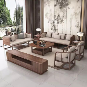 新中式实木沙发组合 现代简约禅意别墅客厅样板房间定制家具