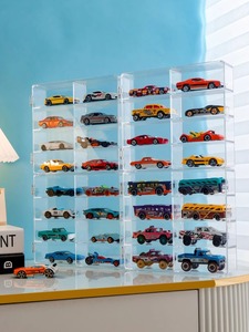 风火轮展示架合金小汽车模型1:64儿童玩具车摆件透明整理收纳展盒