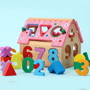 婴儿童木制智慧屋数字形状加减运算启蒙对孔配对颜色认知积木玩具