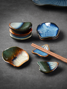陶瓷日式窑变筷托餐厅日本摆台筷枕餐桌筷子架家用复古汤勺托商用