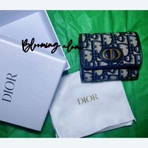 国现Dior迪奥蒙田30老花经典短款三折金扣钱包刺绣卡包帆布对折