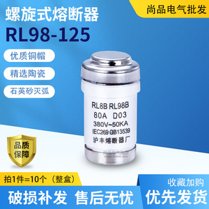 沪丰RL8B RL98-125螺旋式陶瓷保险 80A 100A 125A 380V熔芯熔断器
