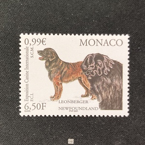 摩纳哥2001年发行 家畜宠物 国际狗展 纽芬兰犬 等 邮票1全 MNH